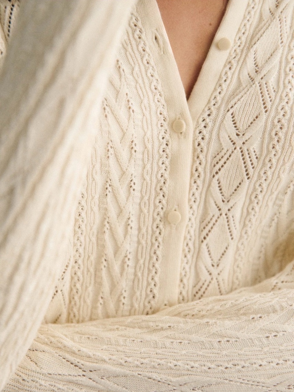 Sezane Ruben Cardigan Cream - Picture 2 of 7